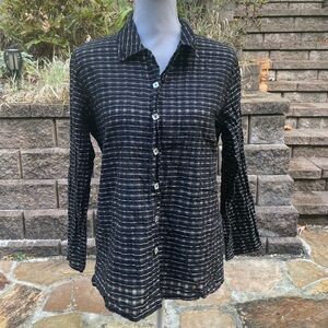 Cut Loose Textured Linen Blend Blouse Top Shirt Lagenlook Slouch Size Small S